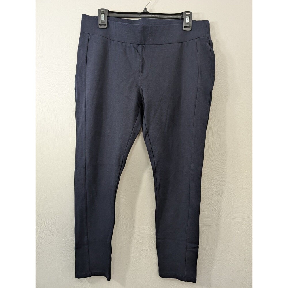 Loft Large Stretch Capri Pants 26" Long Navy Elastic Waist Comfort Wear